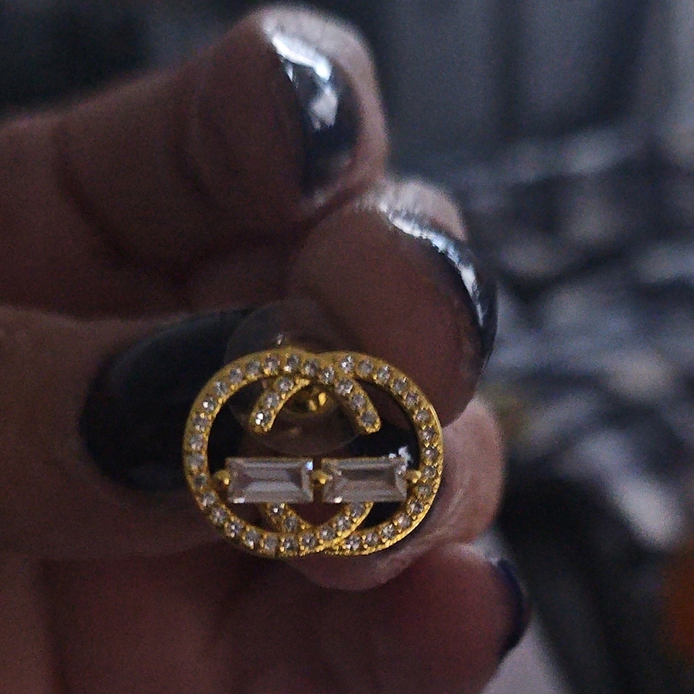 Gold and Silver Stud Earrings CC LOGO